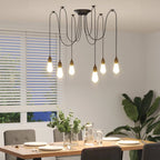 Pendant Lamp with 6 Lamp Holders E27 Black Metal