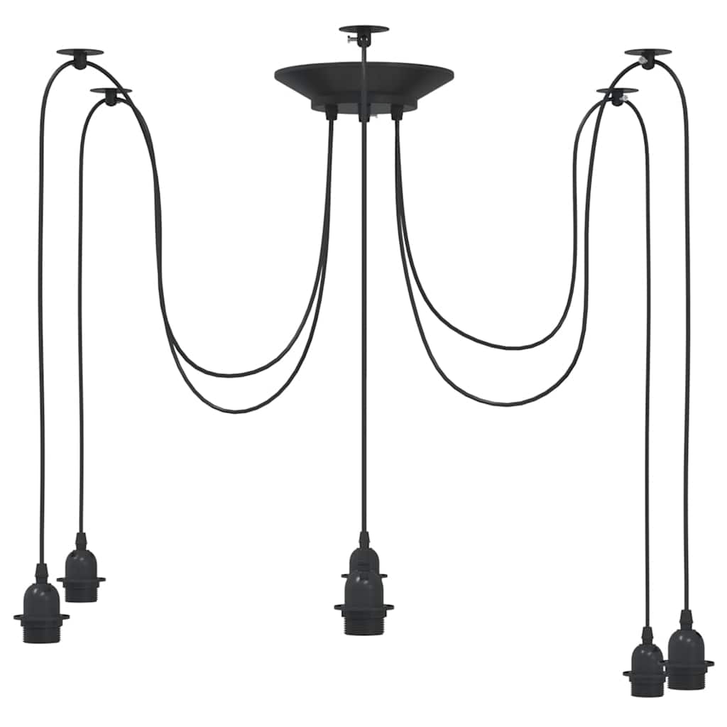 Pendant Lamp with 6 Lamp Holders E27 Black Metal