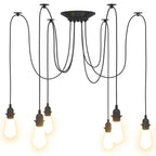 Pendant Lamp with 6 Lamp Holders E27 Black Metal