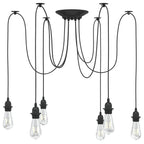 Pendant Lamp with 6 Lamp Holders E27 Black Metal