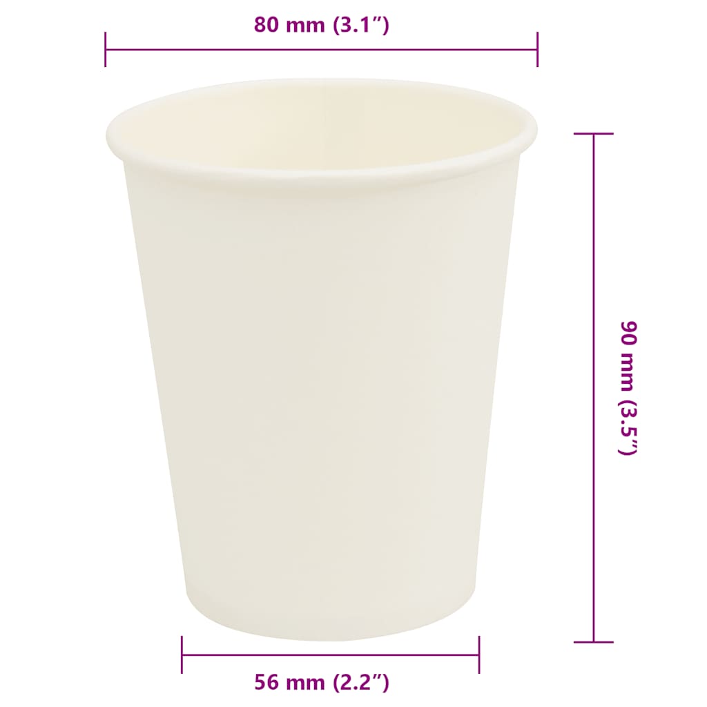 Paper Coffee Cups 1000 Pcs 8Oz 200Ml White