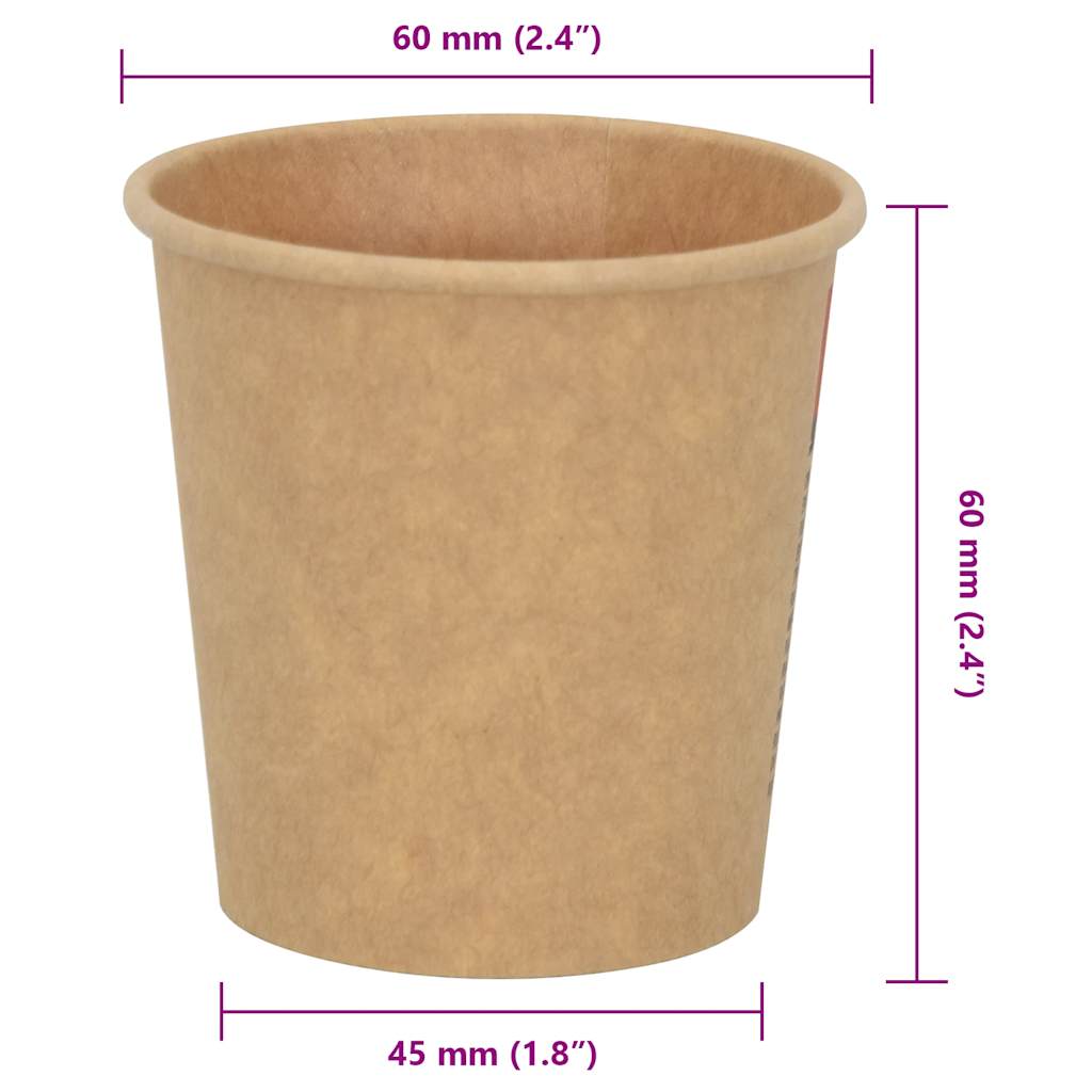 Paper Coffee Cups 1000 Pcs 4Oz 100Ml Brown