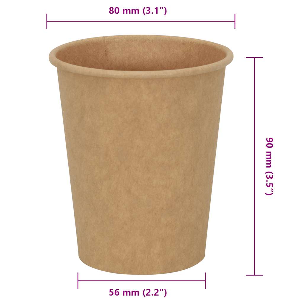 Paper Coffee Cups 1000 pcs 8oz 200ml Brown