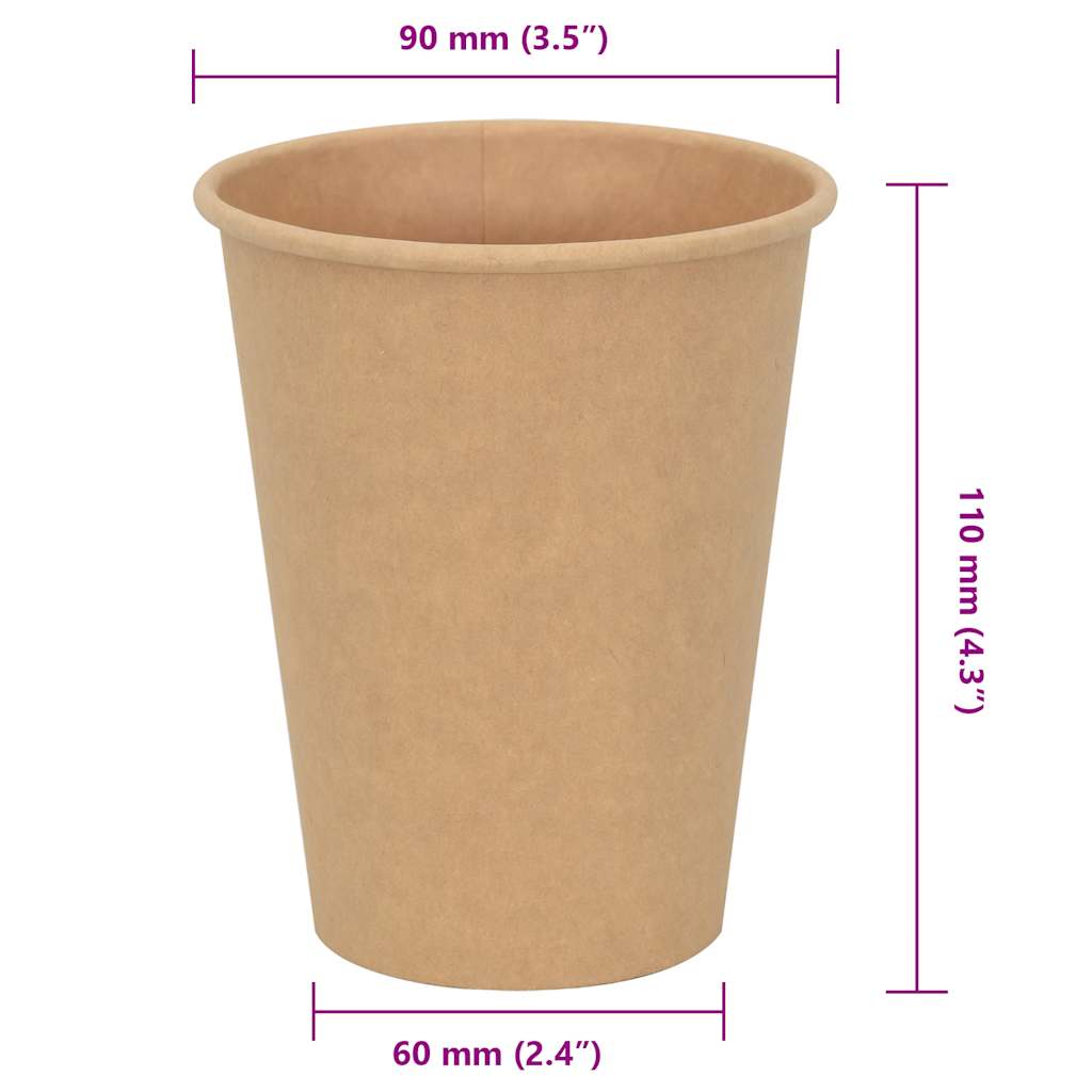 Paper Coffee Cups 1000 pcs 12oz 300ml Brown