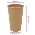 Paper Coffee Cups 1000 pcs 16oz 400ml Brown