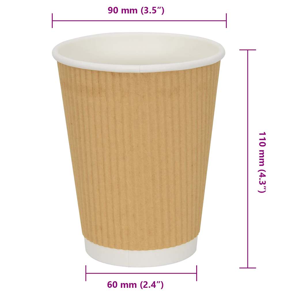 Paper Coffee Cups 500 pcs 12oz 300ml Brown