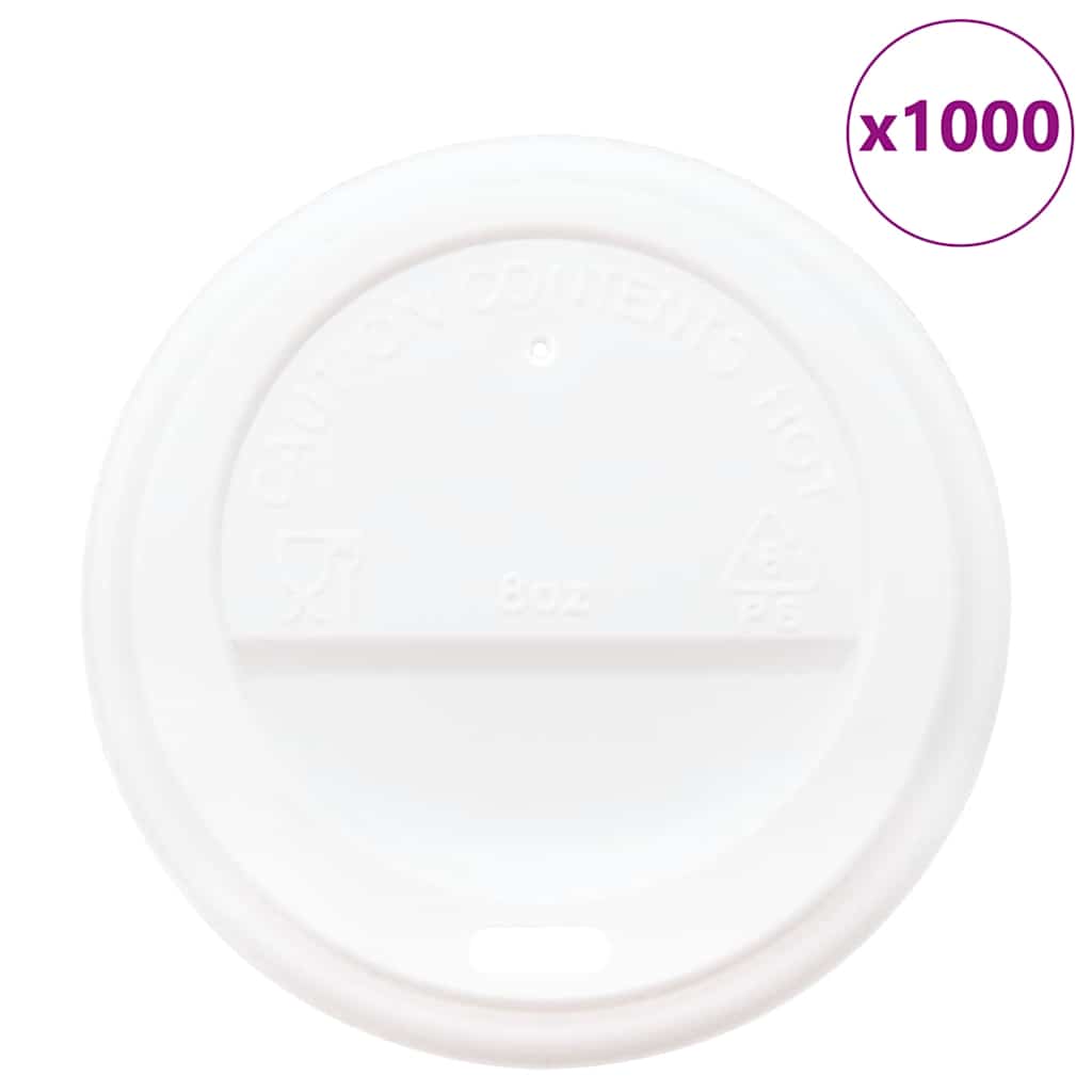 Paper Coffee Cup Lids Ø80 mm 8oz 1000 pcs White Plastic