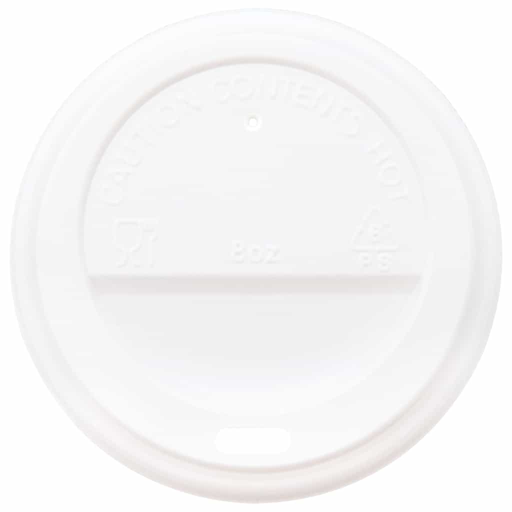 Paper Coffee Cup Lids Ø80 mm 8oz 1000 pcs White Plastic