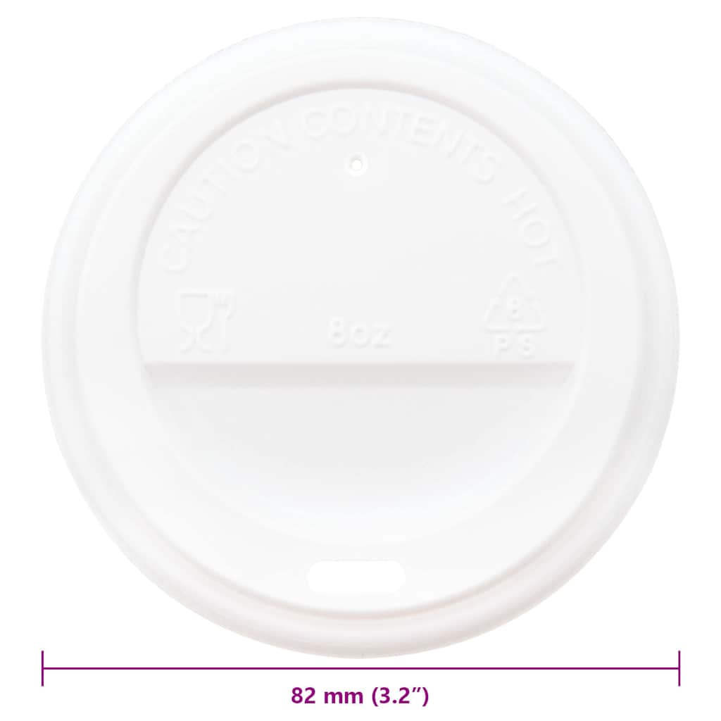 Paper Coffee Cup Lids Ø80 mm 8oz 1000 pcs White Plastic