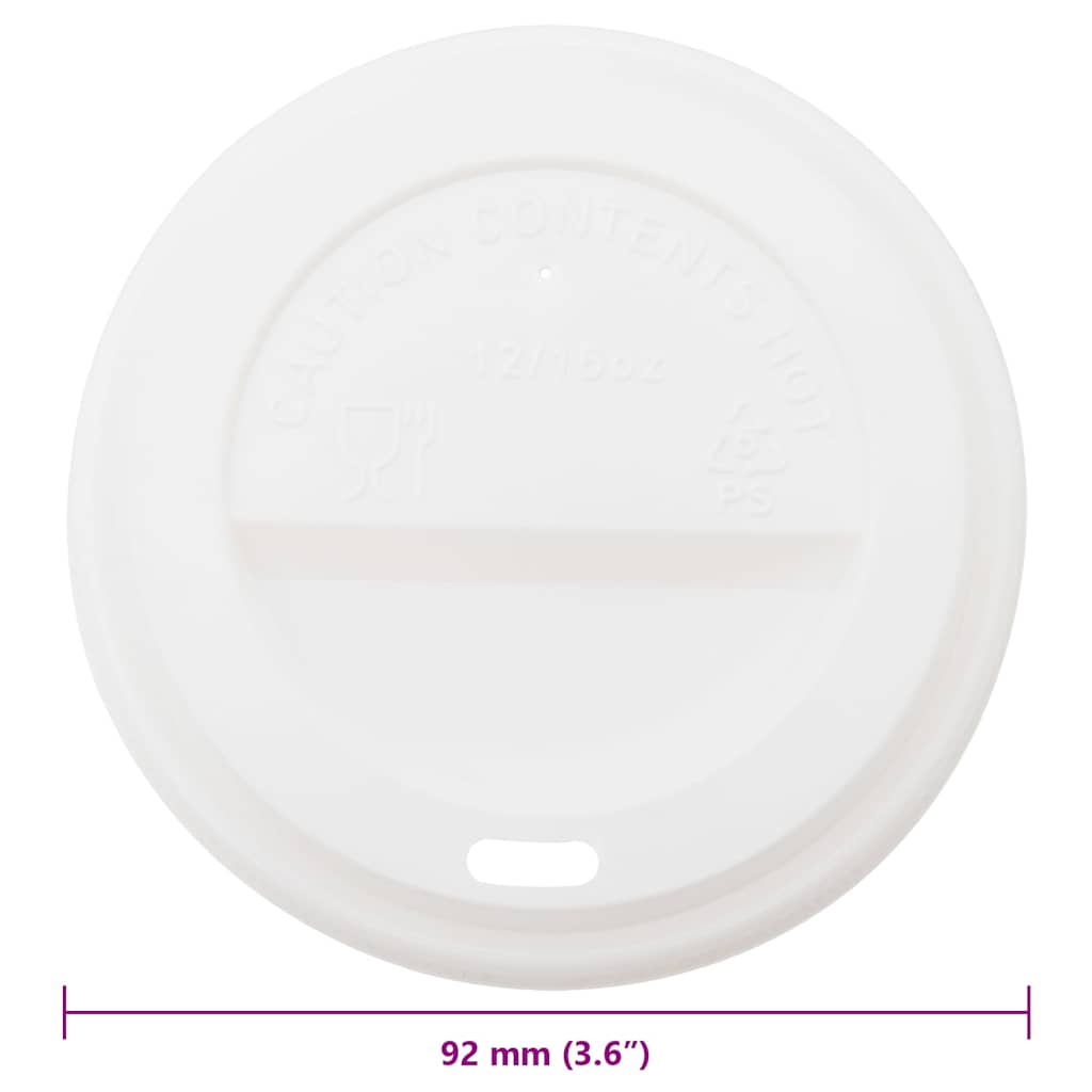 Paper Coffee Cup Lids Ø 12Oz And 16Oz 1000 Pcs White Plastic