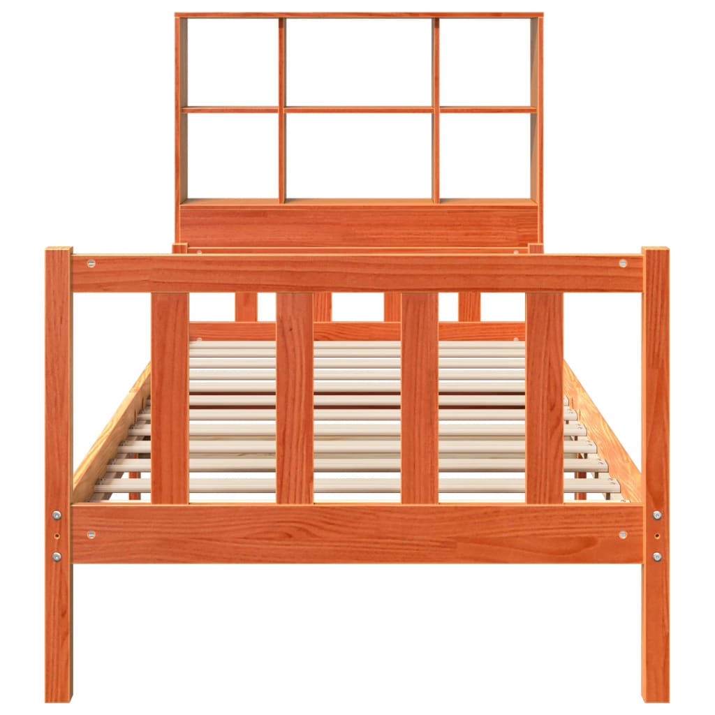 Bookcase Bed without Mattress Wax Brown 75x190 cm Small Single Solid Wood