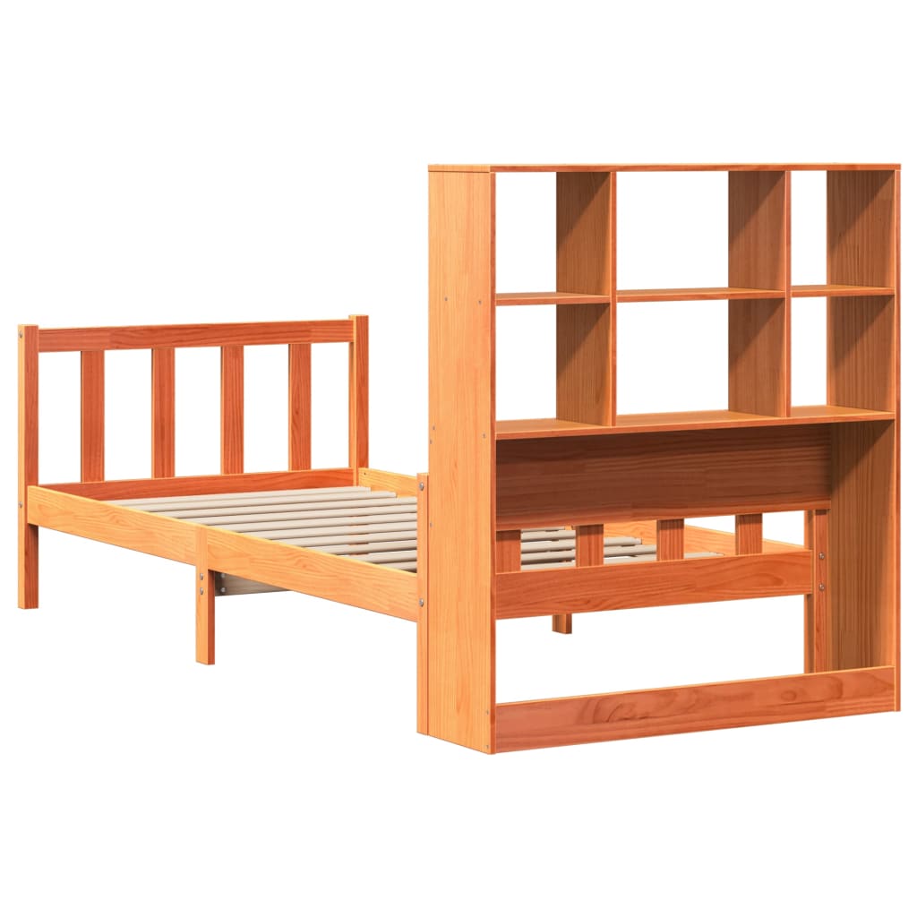 Bookcase Bed without Mattress Wax Brown 75x190 cm Small Single Solid Wood