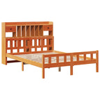 Bookcase Bed without Mattress Wax Brown 160x200cm Solid Wood Pine