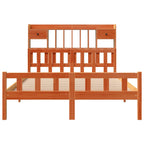 Bookcase Bed without Mattress Wax Brown 160x200cm Solid Wood Pine