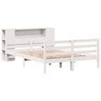 Bookcase Bed without Mattress White 135x190 cm Double Solid Wood Pine
