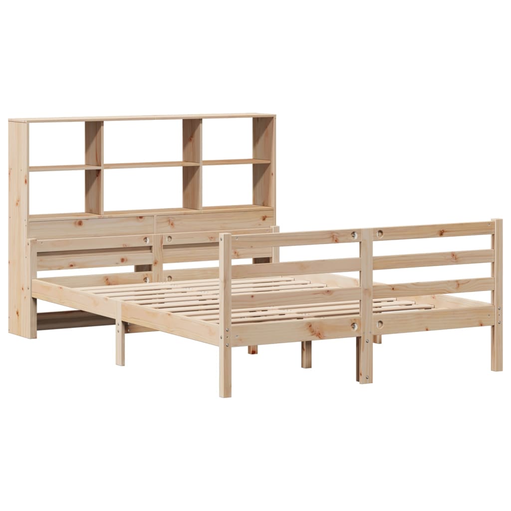 Bookcase Bed without Mattress 140x190 cm Solid Wood Pine