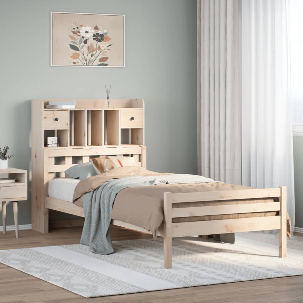 Bookcase Bed without Mattress 100x200cm Solid Wood Pine