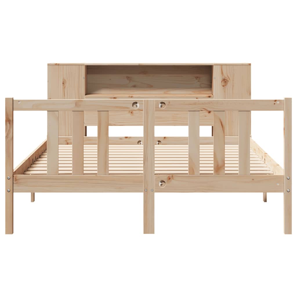 Bookcase Bed without Mattress 135x190cm Solid Wood Pine