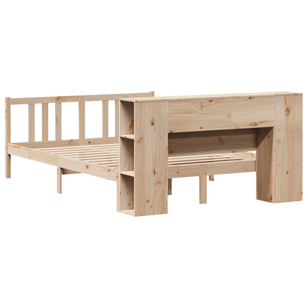 Bookcase Bed without Mattress 135x190cm Solid Wood Pine