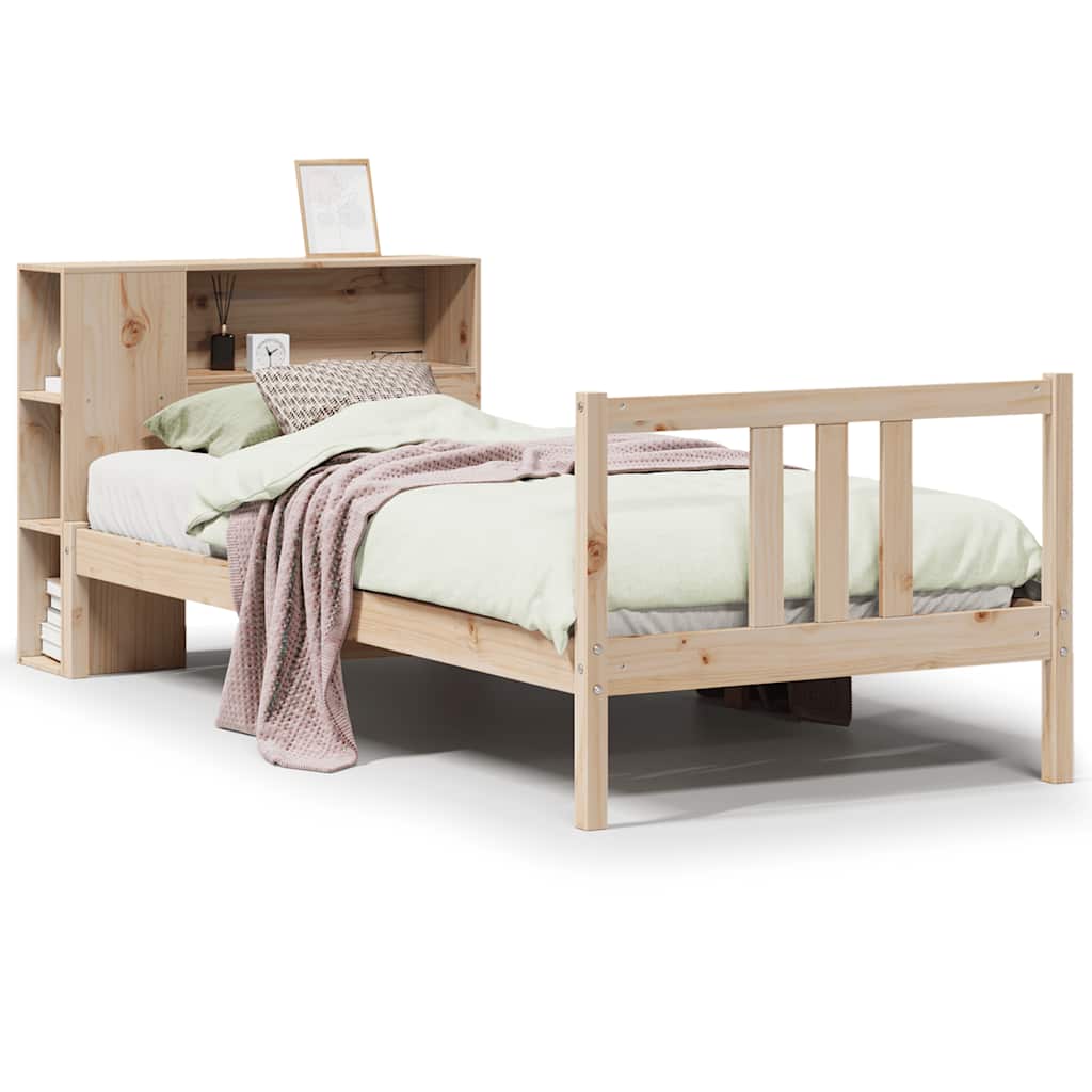 Bookcase Bed without Mattress 75x190cm Solid Wood Pine