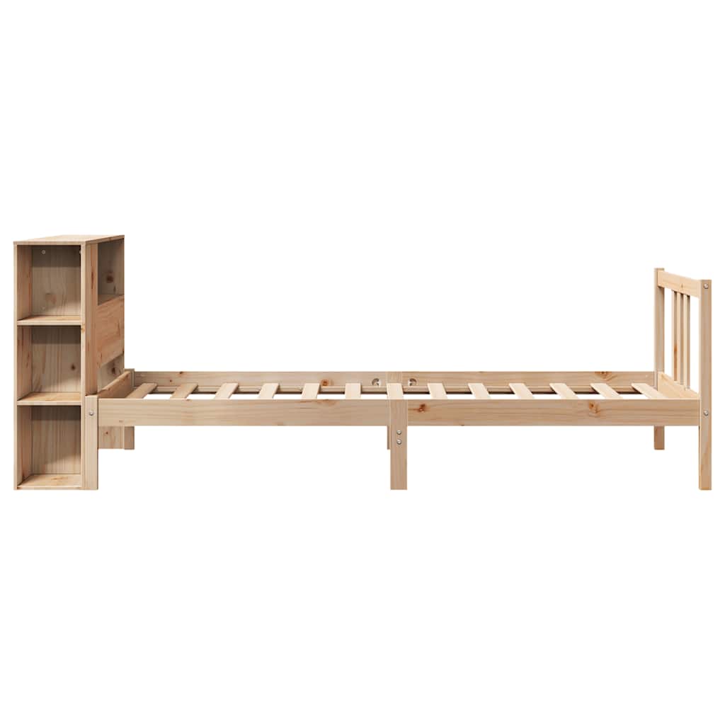 Bookcase Bed without Mattress 75x190cm Solid Wood Pine
