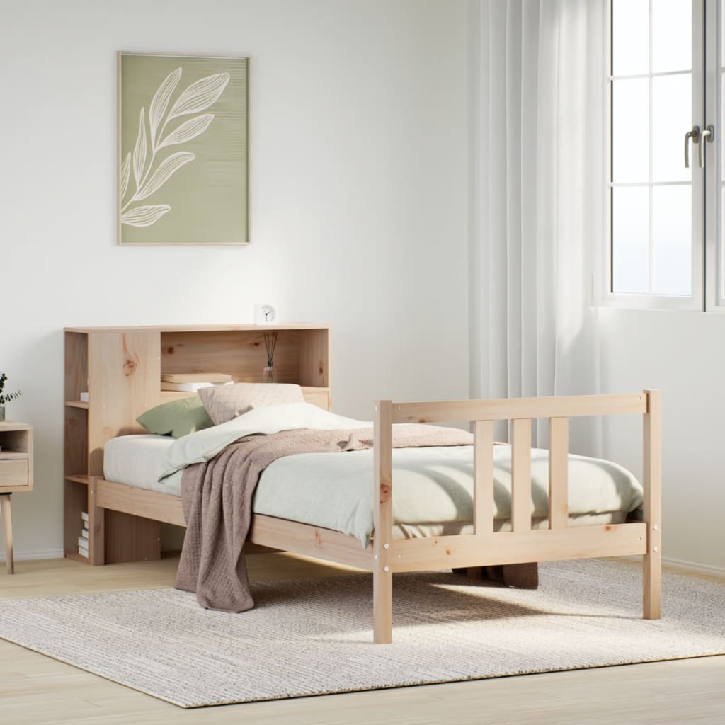 Bookcase Bed without Mattress 90x190cm Solid Wood Pine