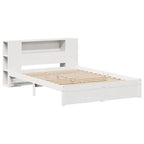 Bookcase Bed without Mattress White 160x200cm Solid Wood Pine