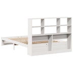 Bookcase Bed without Mattress White 140x190cm Solid Wood Pine