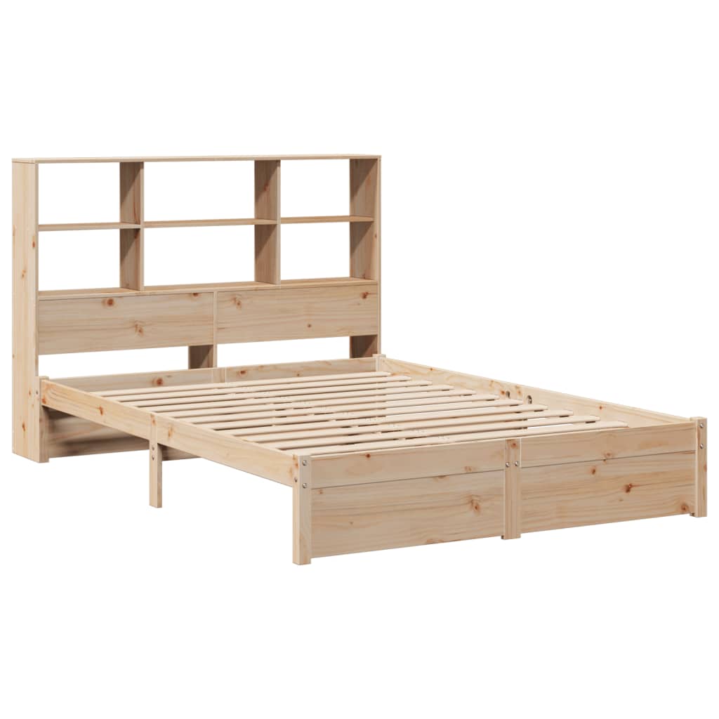 Bookcase Bed without Mattress 150x200cm King Size Solid Wood Pine
