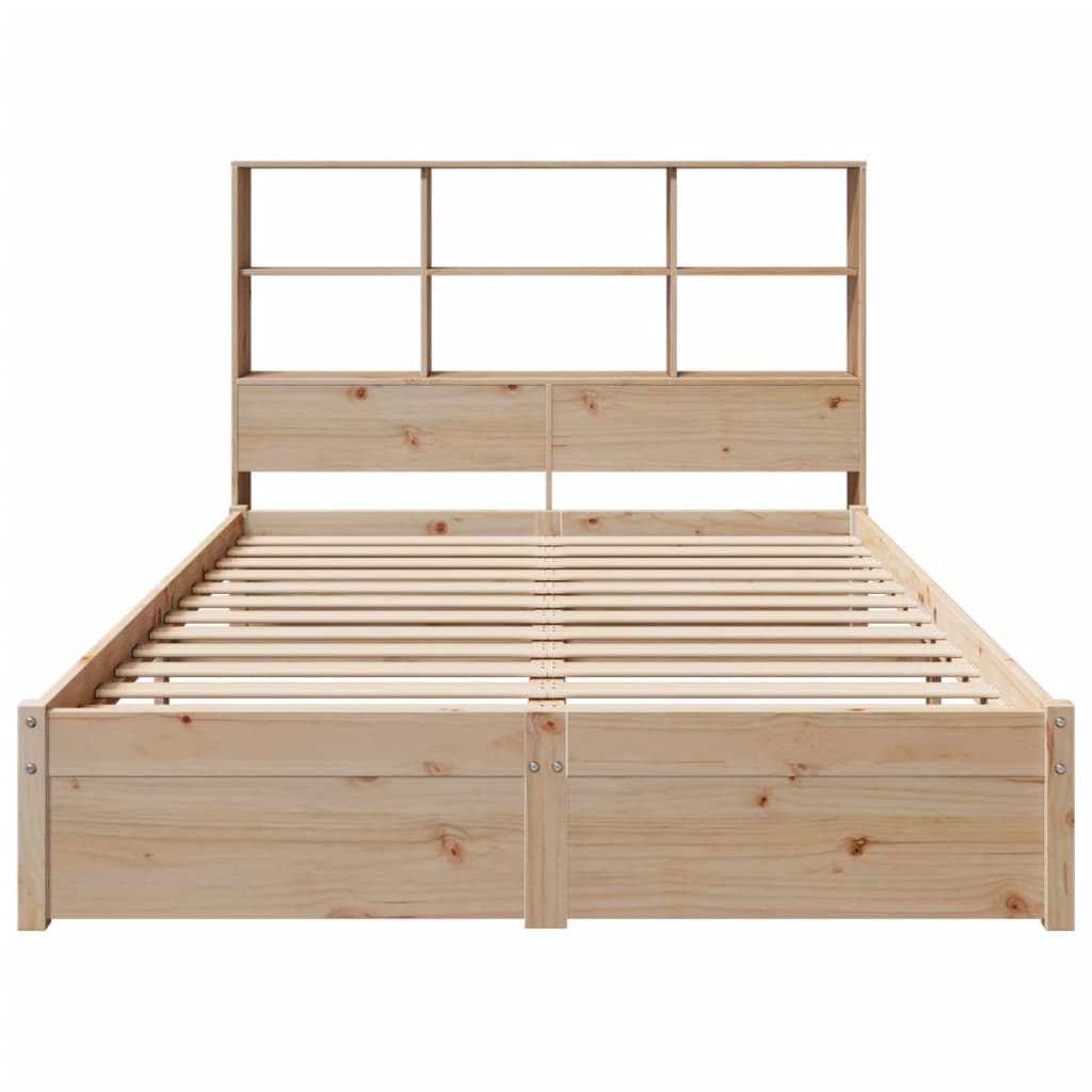 Bookcase Bed without Mattress 150x200cm King Size Solid Wood Pine