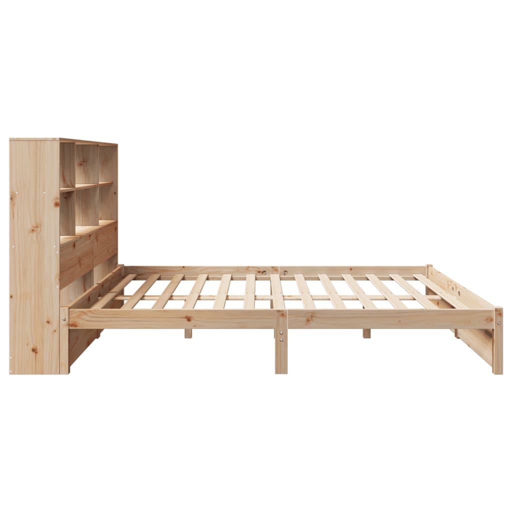 Bookcase Bed without Mattress 150x200cm King Size Solid Wood Pine