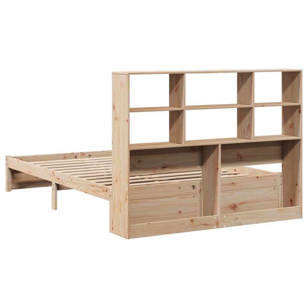 Bookcase Bed without Mattress 150x200cm King Size Solid Wood Pine