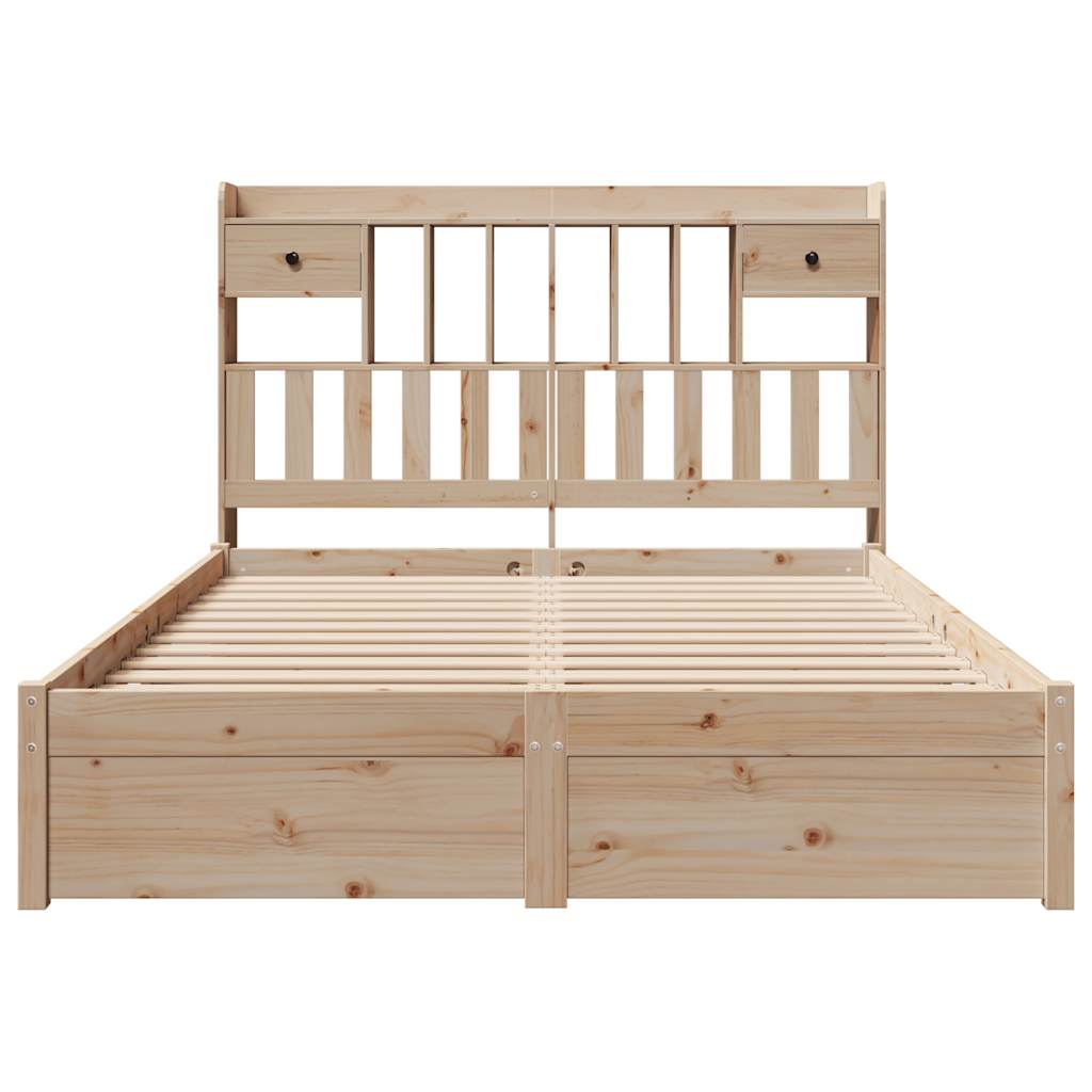 Bookcase Bed without Mattress 150x200cm King Size Solid Wood Pine