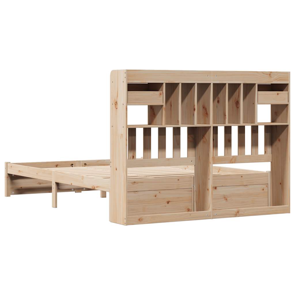 Bookcase Bed without Mattress 150x200cm King Size Solid Wood Pine