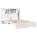 Bookcase Bed without Mattress White 160x200cm Solid Wood Pine