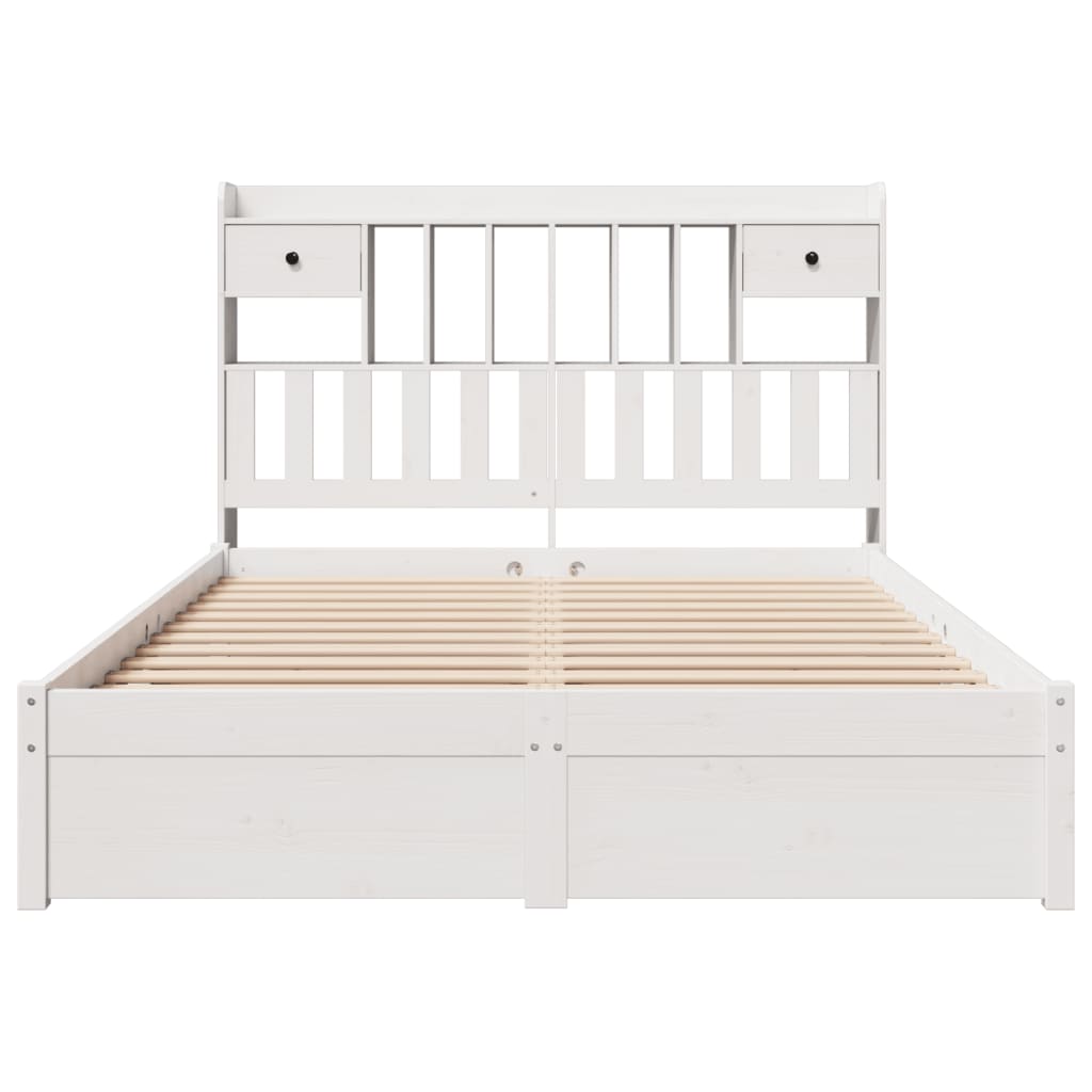 Bookcase Bed without Mattress White 160x200cm Solid Wood Pine