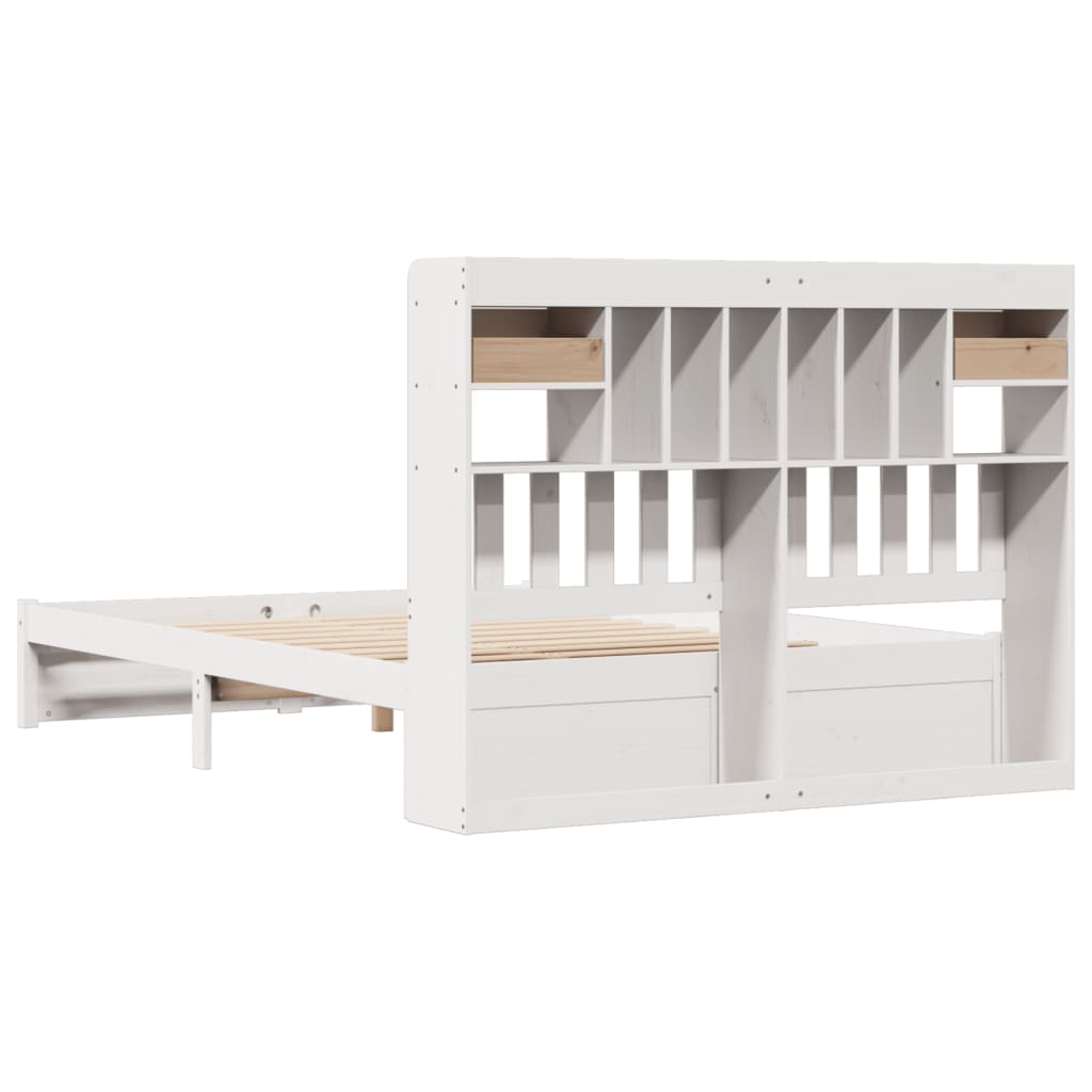 Bookcase Bed without Mattress White 160x200cm Solid Wood Pine