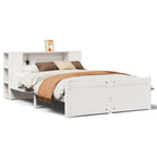 Bookcase Bed without Mattress White 135x190cm Double Solid Wood Pine