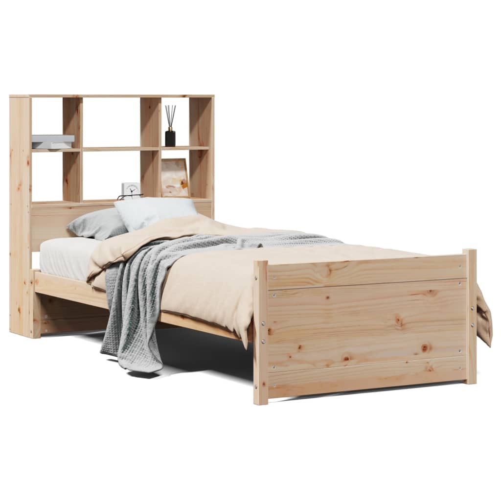 Bookcase Bed without Mattress 90x200cm Solid Wood Pine