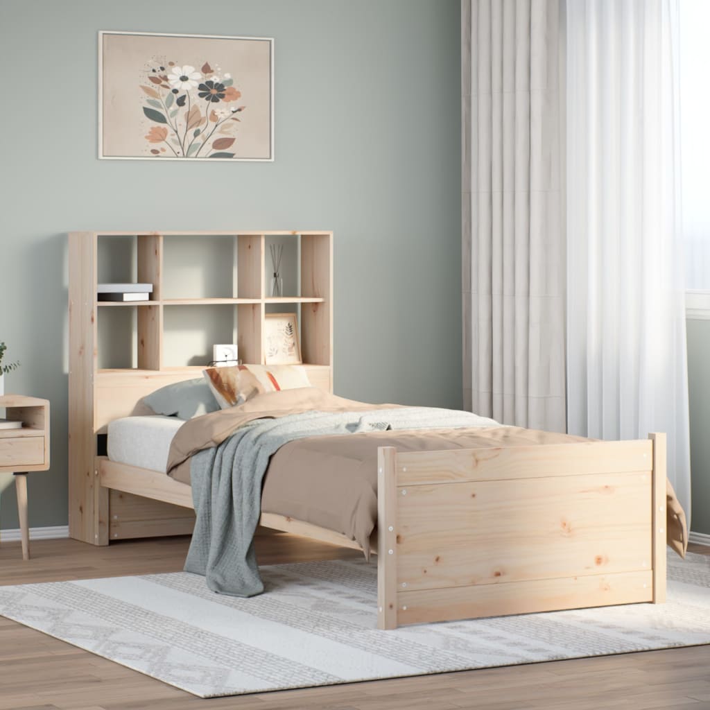 Bookcase Bed without Mattress 90x200cm Solid Wood Pine