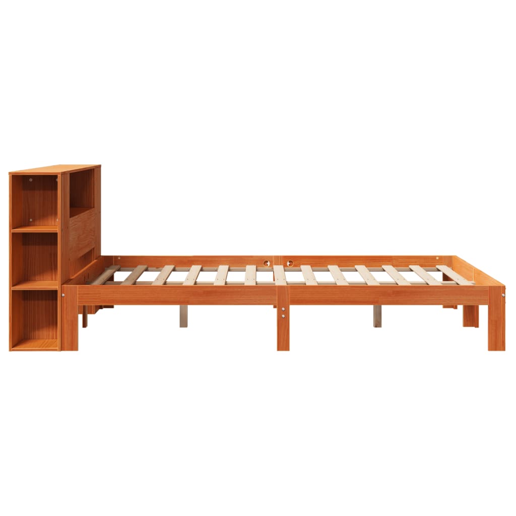 Bookcase Bed without Mattress Wax Brown 135x190 cm Doouble Solid Wood Pine