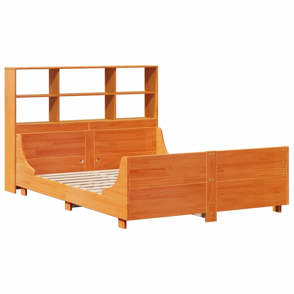 Bookcase Bed without Mattress Wax Brown 120x190 cm Small Double Solid Wood