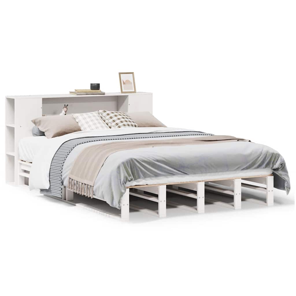 Bookcase Bed without Mattress White 140x200 cm Solid Wood