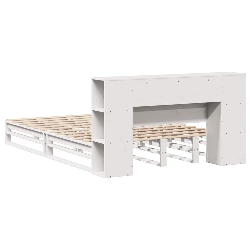 Bookcase Bed without Mattress White 140x200 cm Solid Wood