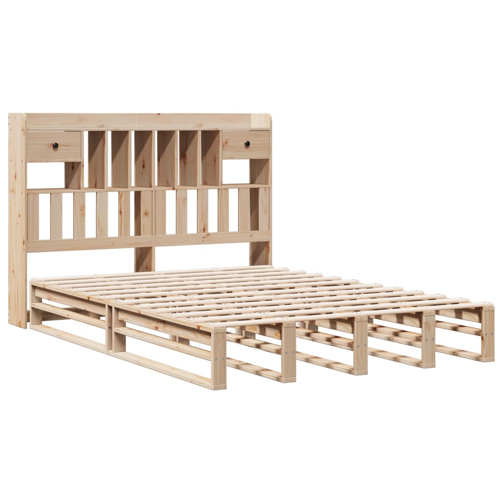 Bookcase Bed without Mattress 140x200 cm Solid Wood Pine
