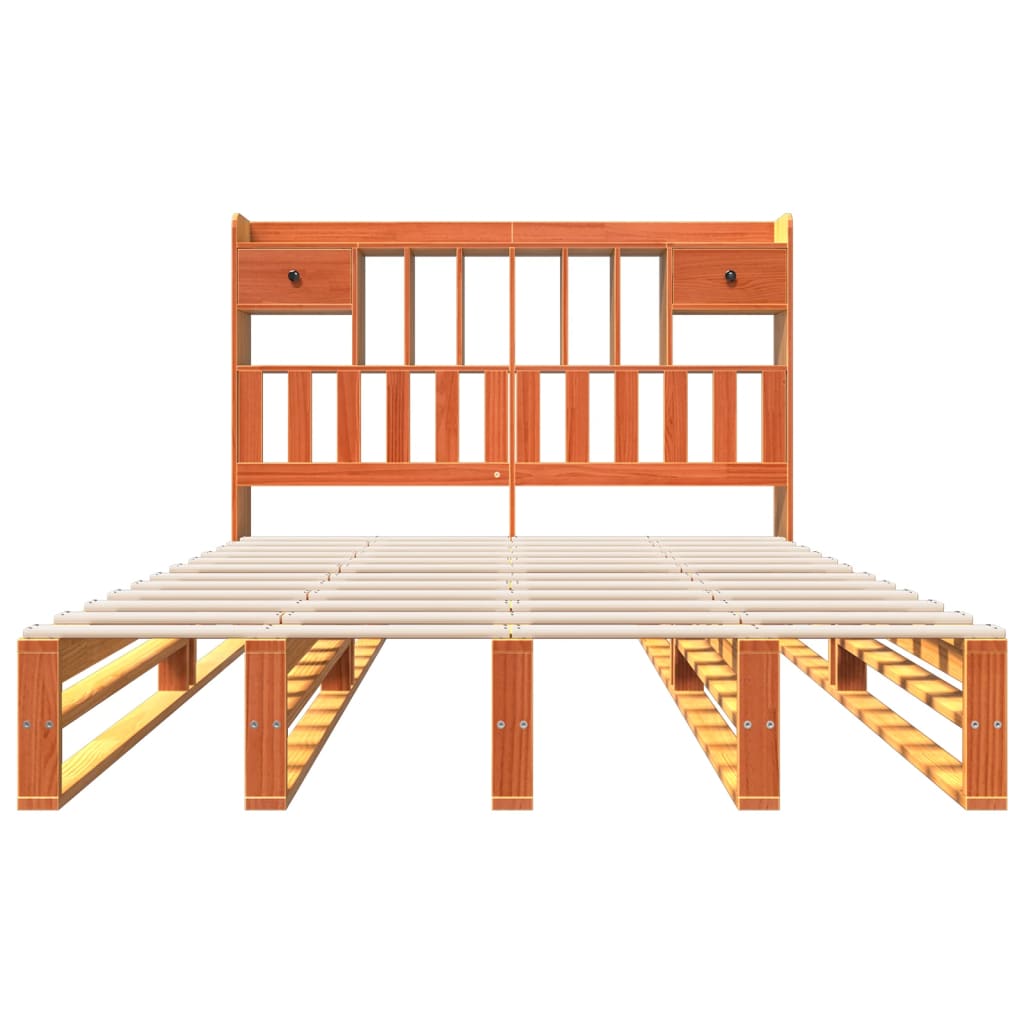 Bookcase Bed without Mattress Wax Brown 140x200 cm Solid Wood Pine