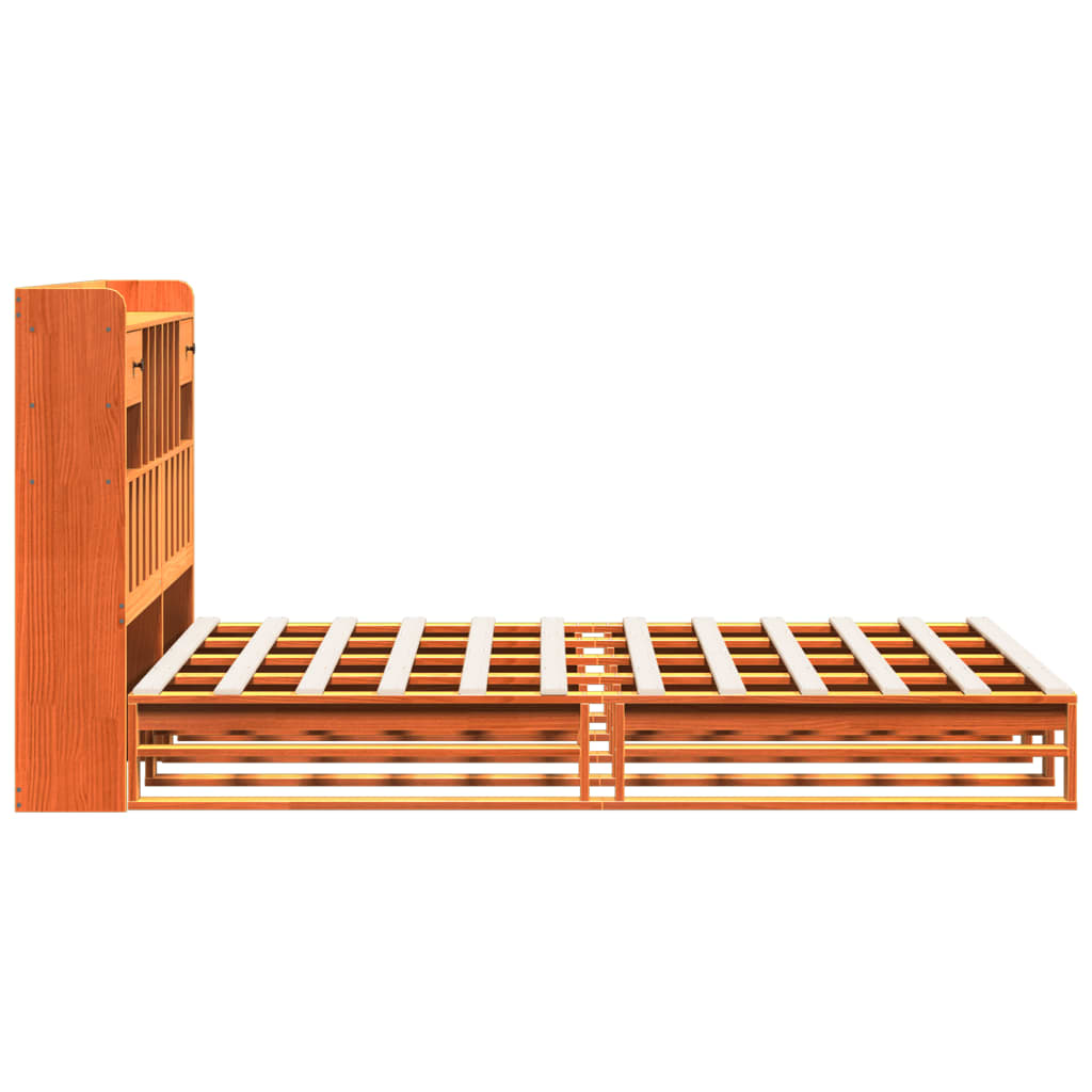 Bookcase Bed without Mattress Wax Brown 140x200 cm Solid Wood Pine