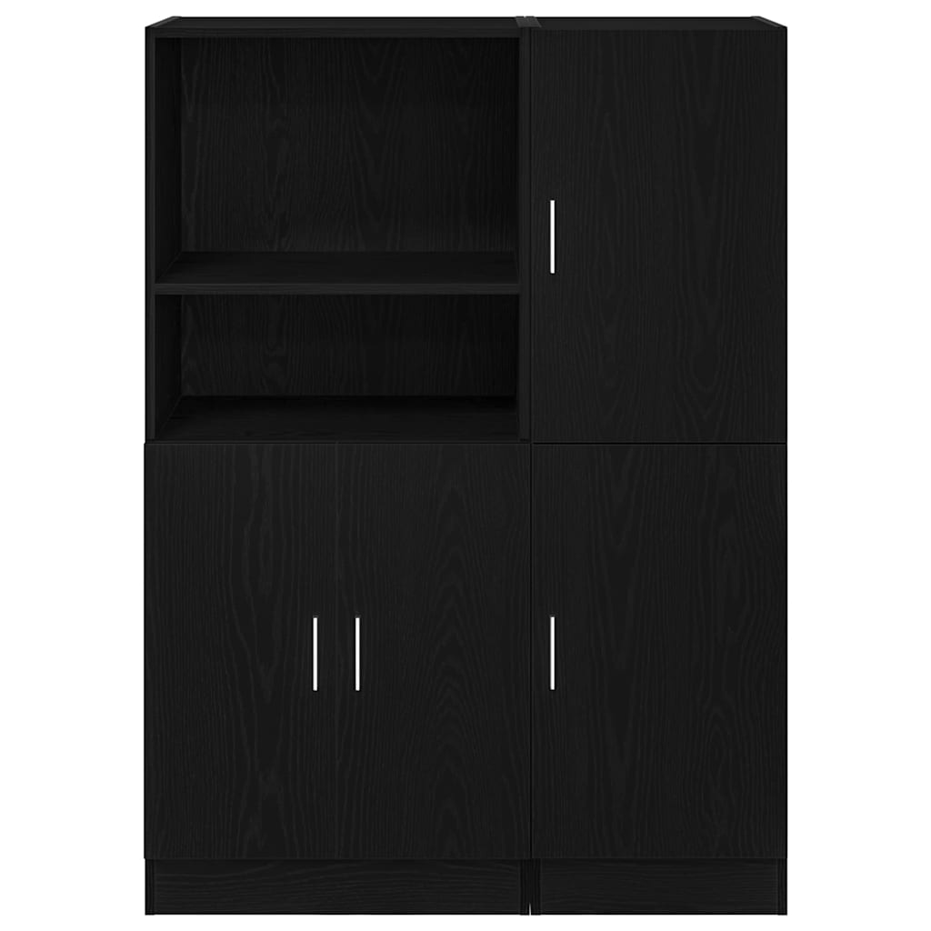 2 Piece Kitchen Cabinet Set Black Engineered Wood