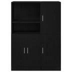 2 Piece Kitchen Cabinet Set Black Engineered Wood