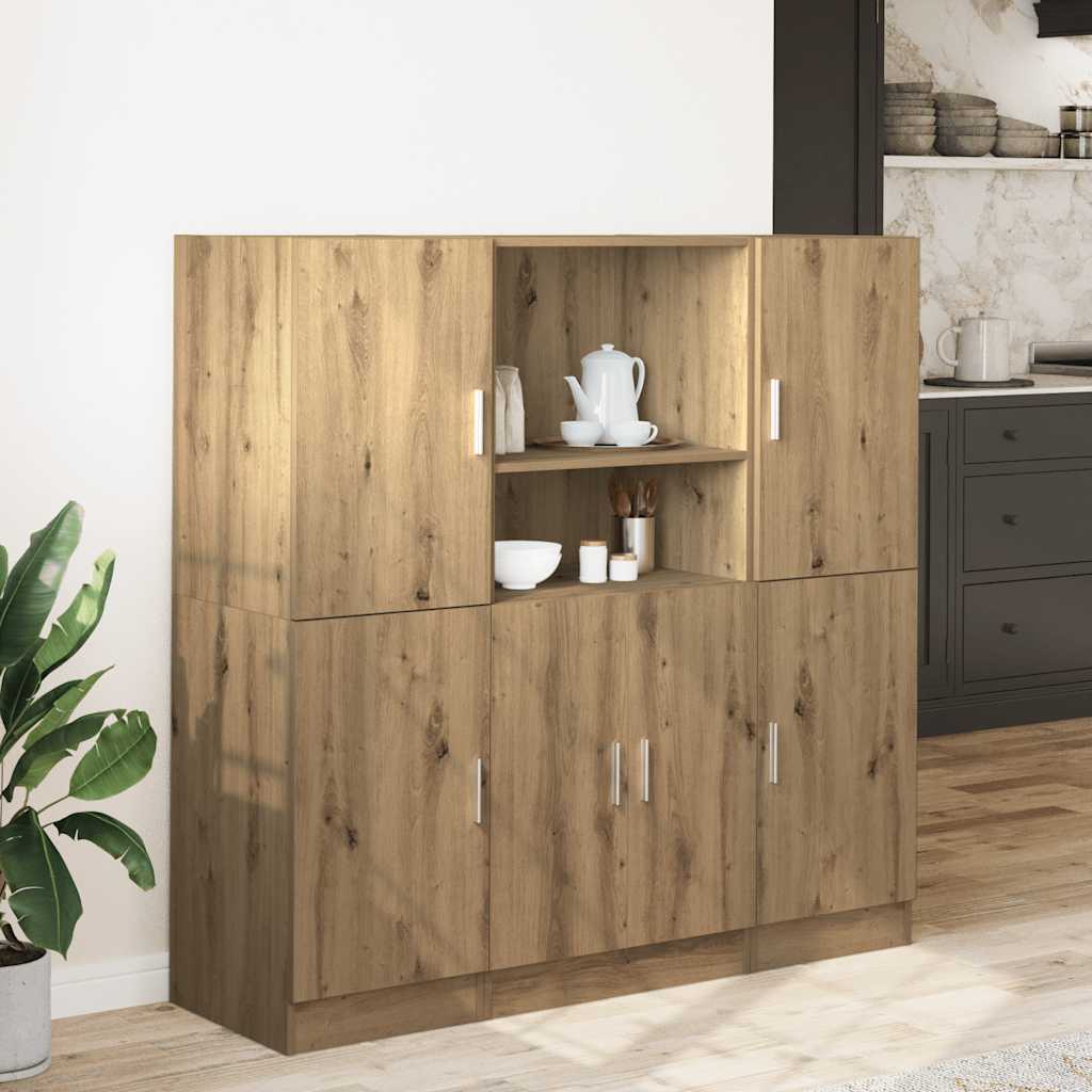 3 Piece Kitchen Cabinet Set Artisian Oak Engineered Wood
